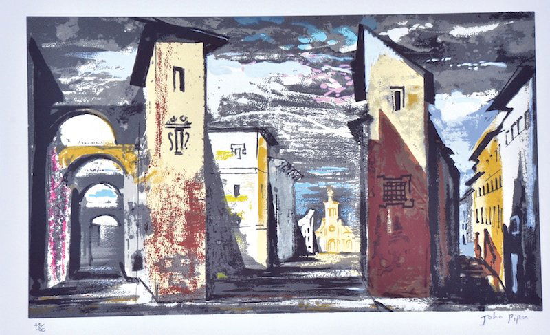 JOHN PIPER (1903-1992) BRITISH - Back cloth 1951 (fo: JOHN PIPER (1903-1992) BRITISH - Back cloth 1951 (for Don Giovanni). Signed in pencil and numbered 43.90. 14" x 21.5" Together with the John Piper Tate Gallery Published 1923 For Exhibition November 1