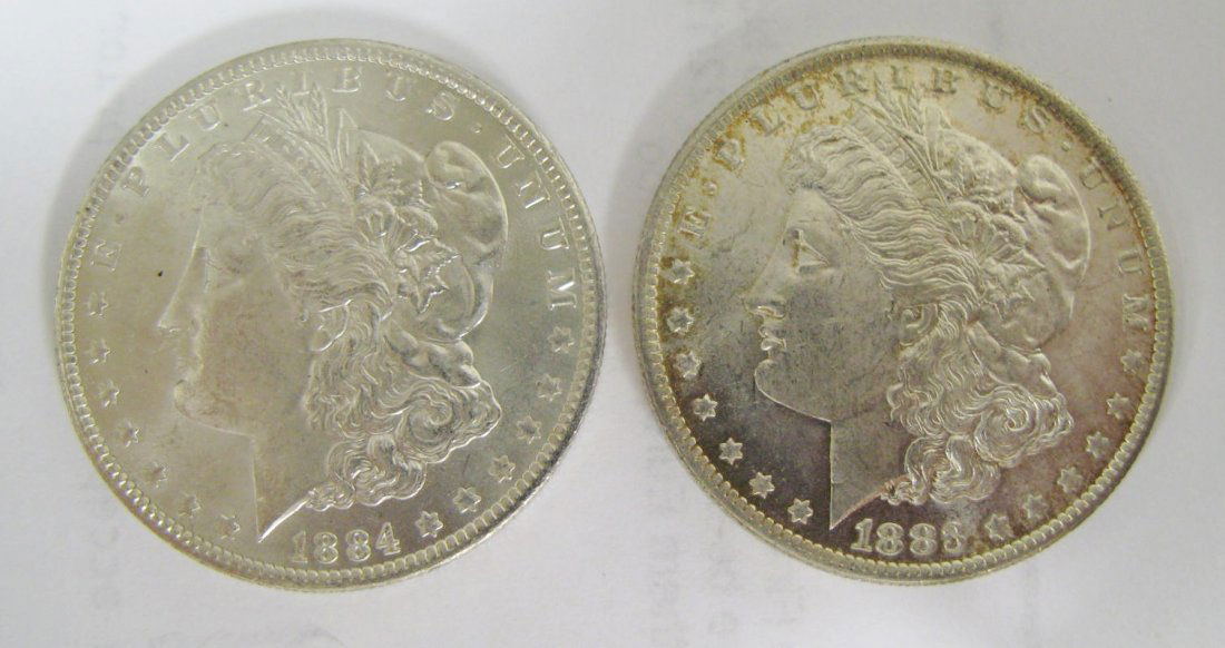 USA, Morgan dollars (2), 1883o and 1884o, both c: USA, Morgan dollars (2), 1883o and 1884o, both choice lustrous uncirculated (2)