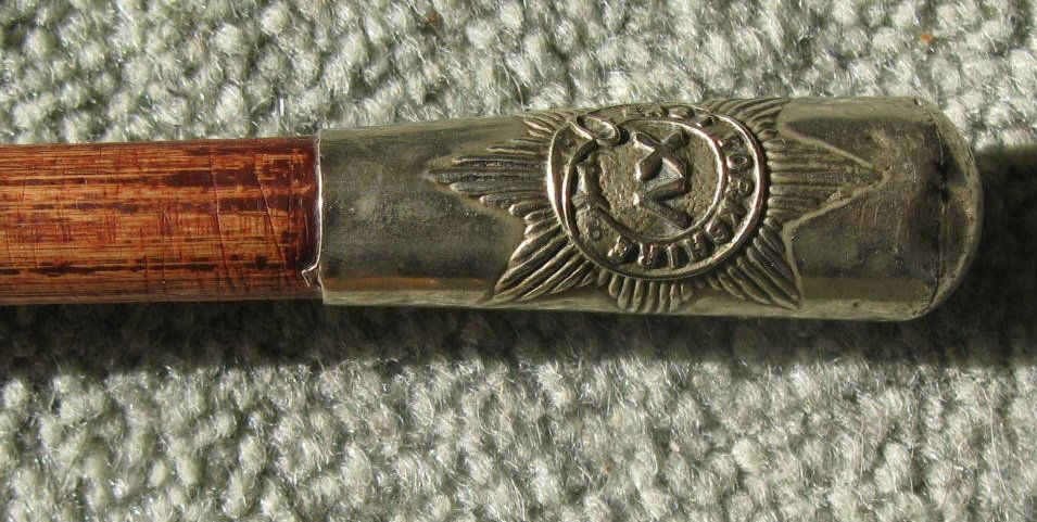 British Army swagger stick, silver top with East Yorksh: British Army swagger stick, silver top with East Yorkshire XV regiment shield, minor dents