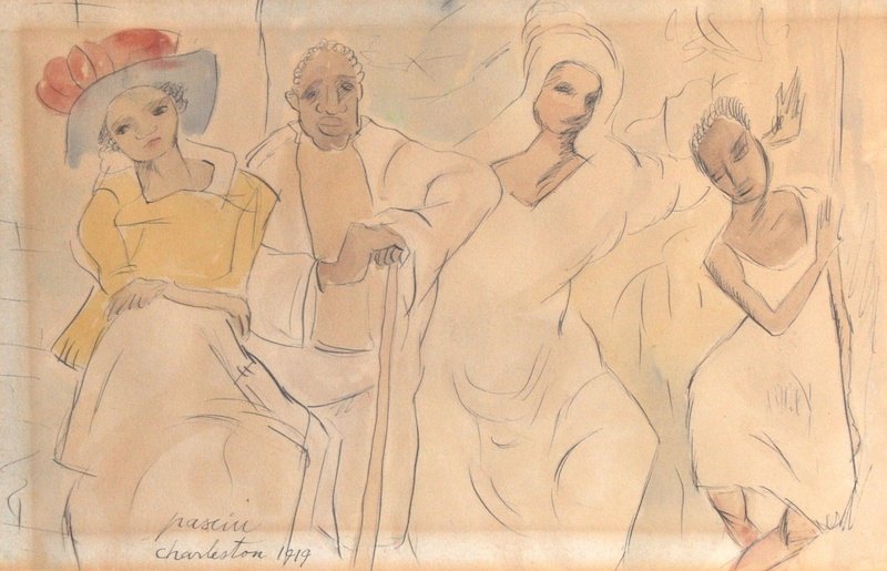 Jules Pascin (18851930) French. ‘Charleston 1919’, Wate: Jules Pascin (18851930) French. ‘Charleston 1919’, Watercolour and Ink, Signed, Inscribed and Dated 1919, 7” x 10.5”.