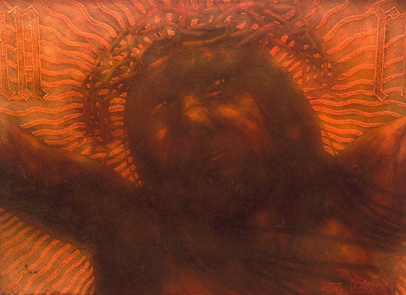 Pietro Psaier (19362004) Italian. ‘Crucifixion, No. 6,: Pietro Psaier (19362004) Italian. ‘Crucifixion, No. 6, The King of The Jews, The Last Picture Show, 2004, Del Museo De Pasion. Heavy oil base upon canvas with inks, tints and liquidex, Signed, Unfra