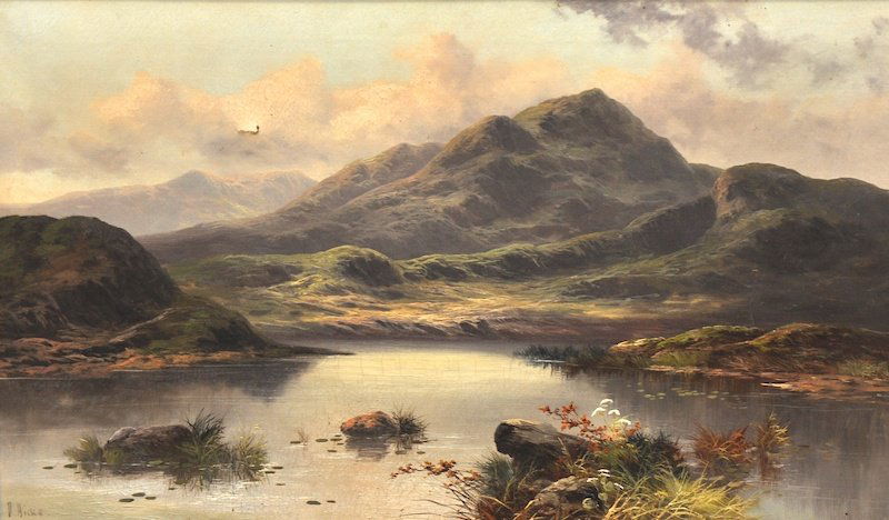 David Hicks (19th – 20th Century) British. A Highland : David Hicks (19th – 20th Century) British. A Highland River Landscape, Oil on Canvas, 20” x 32”.