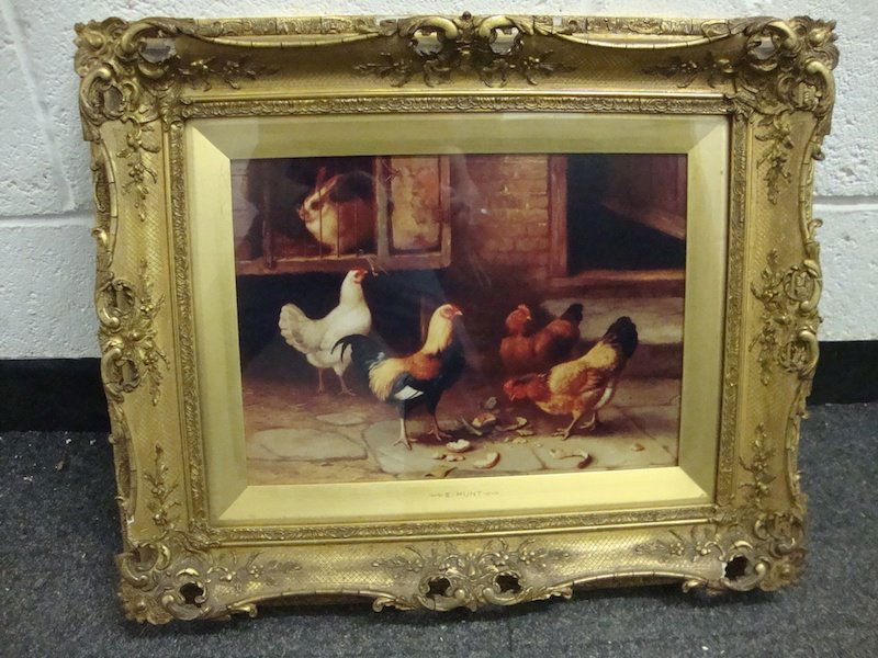 19th – 20th Century English School. A Glazed Gilt: 19th – 20th Century English School. A Glazed Gilt Composition Frame, with pierced centres and corners, with a inset photograph of an Edgar Hunt, 11” x 15”
