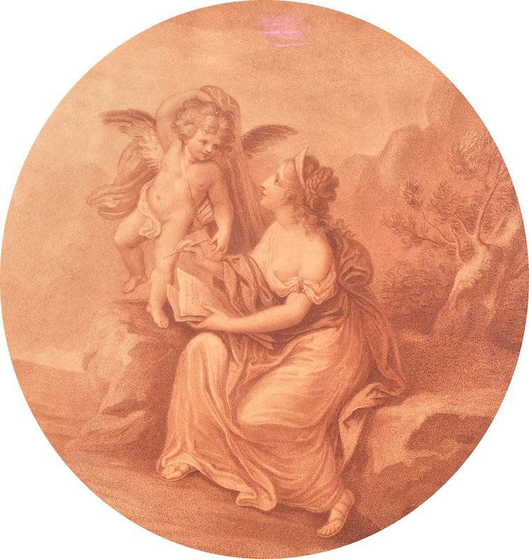 After Francesco Bartolozzi (1727-1815) Italian. A: After Francesco Bartolozzi (1727-1815) Italian. A Maiden with Cupid, Print, Tondo, 11.5” x 11.5”, and the companion piece, a pair (2)