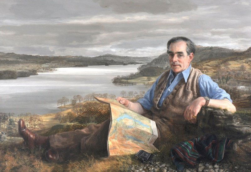Claude William Harrison (1922-2009) British. “The Man: Claude William Harrison (1922-2009) British. “The Man with the Map”, Portrait of Hubert D Butler, Oil on Board, Signed and Dated 1957, and Inscribed on the reverse, 26.25” x 38.23”. Provenance