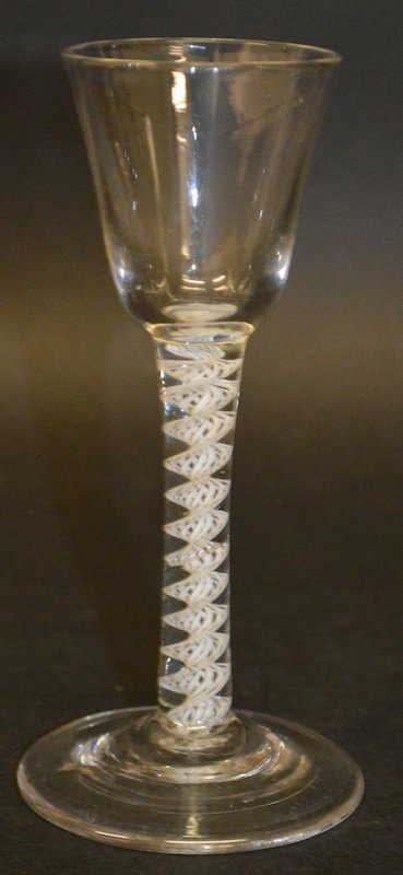 A Georgian Wine Glass With White Opaque Twist Stem