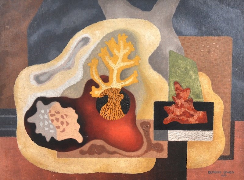 George Elmslie Owen (1899-1964) British. Still Life,: George Elmslie Owen (1899-1964) British. Still Life, Oil on Canvas, Signed and Dated 1939, Unframed, 22” x 30”.