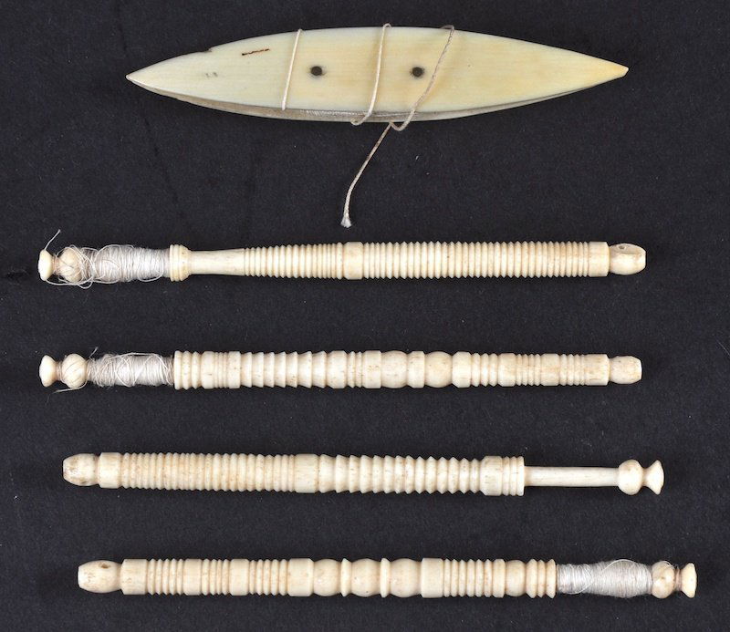 FIVE IVORY LACE BODKINS.: FIVE IVORY LACE BODKINS.