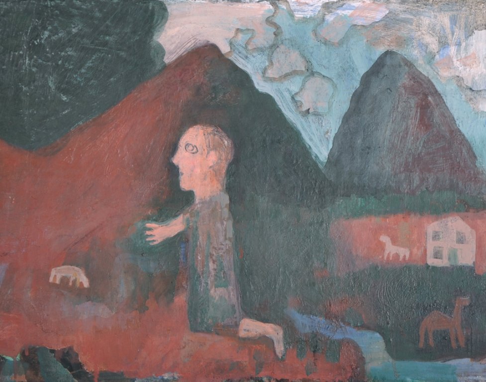 Albert Herbert (1925-2008) British. “God Speaks to: Albert Herbert (1925-2008) British. “God Speaks to Moses from a Cloud”, Oil on Canvas, Signed and Inscribed on the reverse, 14” x 18”. Provenance; England & Co, No. 46, November 1989. £300-£