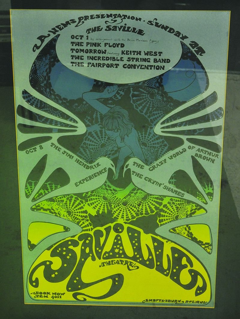 AMENS PRESENTATION SUNDAY AT THE SAVILLE OCT. 1 PINK: AMENS PRESENTATION SUNDAY AT THE SAVILLE OCT. 1 PINK FLOYD, OCT. 8 JIMI HENDRIX. 29ins x 19ins. £80-120.
