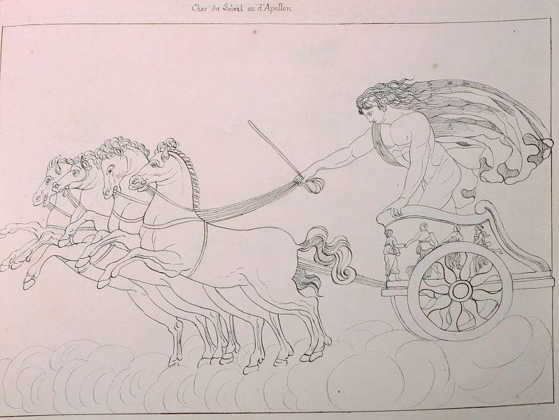 Circle of John Flaxman (1755-1826) British. â€˜Char du: Circle of John Flaxman (1755-1826) British. â€˜Char du Soleil ou dâ€™Aplollonâ€™, Ink, Initialled â€˜MPâ€™ and â€˜Flaxmanâ€™ on outer cover, with a Watermark â€˜182