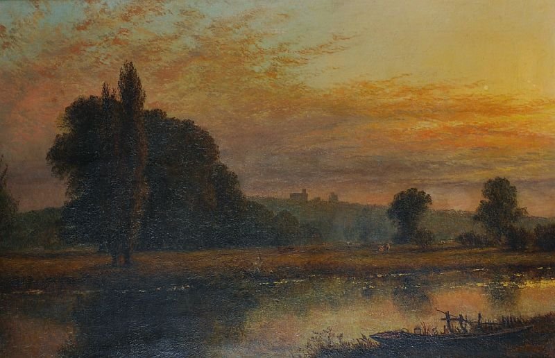 Henry Dawson (1811-1878) British. â€˜Windsor from: Henry Dawson (1811-1878) British. â€˜Windsor from Datchetâ€™, a River Landscape with Windsor Castle in the distance, Oil on Canvas, Signed and Dated â€˜Ap 1876â€™, and Inscribed with