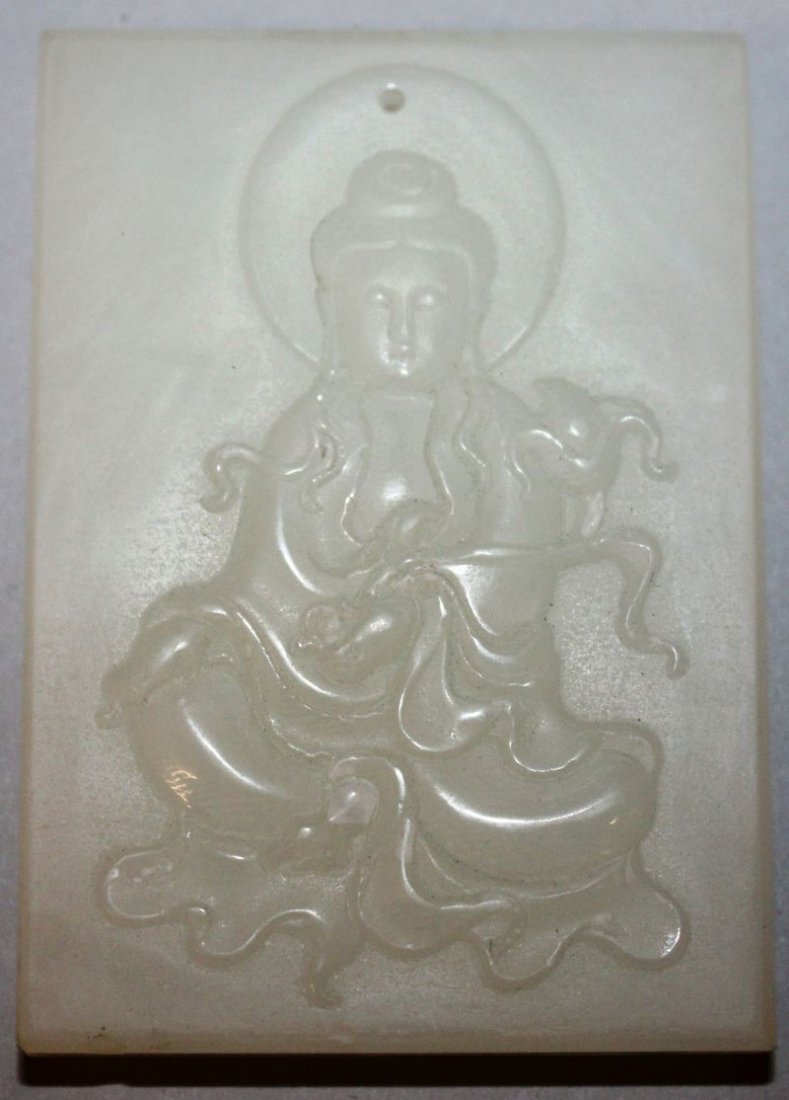 A CHINESE JADE-LIKE TABLET, 3ins x 2ins.: A CHINESE JADE-LIKE TABLET, 3ins x 2ins.