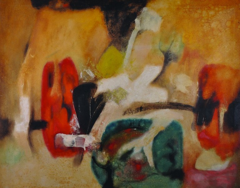 Aubrey Williams (1926-1990) British. “Piranha” No. 19,: Aubrey Williams (1926-1990) British. “Piranha” No. 19, Oil on Canvas, Signed, Inscribed and Dated ’63 on the reverse, 40” x 50”.