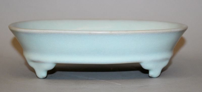 A CHINESE JUN WARE CERAMIC BOWL, of oval form and (1 of 3)