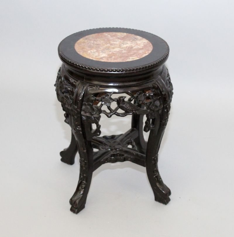 A 19TH/20TH CENTURY CHINESE CARVED HARDWOOD MARBLE TOP (1 of 1)