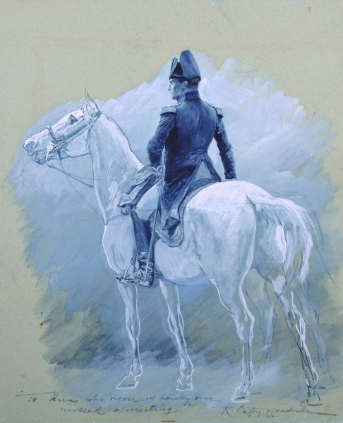 Richard Caton Woodville (1856-1927) British. ‘To Him: Richard Caton Woodville (1856-1927) British. ‘To Him who never or hardly ever missed a meeting’, Napoleon on his White Horse, Gouache, Signed and Dated 9.5.04, Unframed, 15.75” x 13”. £80-£1