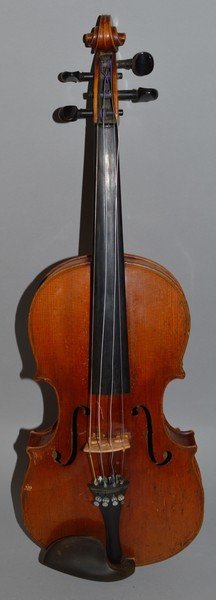 A VIOLIN, bears label ANTONIUS STRADIVARIUS: A VIOLIN, bears label ANTONIUS STRADIVARIUS CREMONENSIS, FACIEBAT ANNO 1794, two piece back, 14ins, 23ins overall, along with a bow, contained in a W. E. HILL & SONS case.