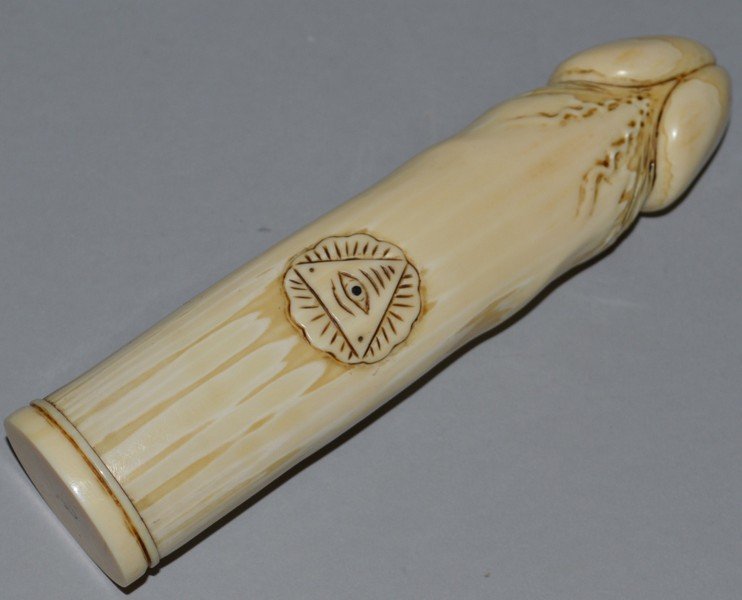 A CARVED IVORY MASONIC PHALLUS.5.75ins long. John: A CARVED IVORY MASONIC PHALLUS.5.75ins long. John Nicholsons Auctioneers do not ship items containing ivory to the USA or its territories