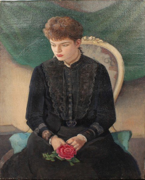 19th Century French School. Portrait of a Seated Lady, (1 of 2)