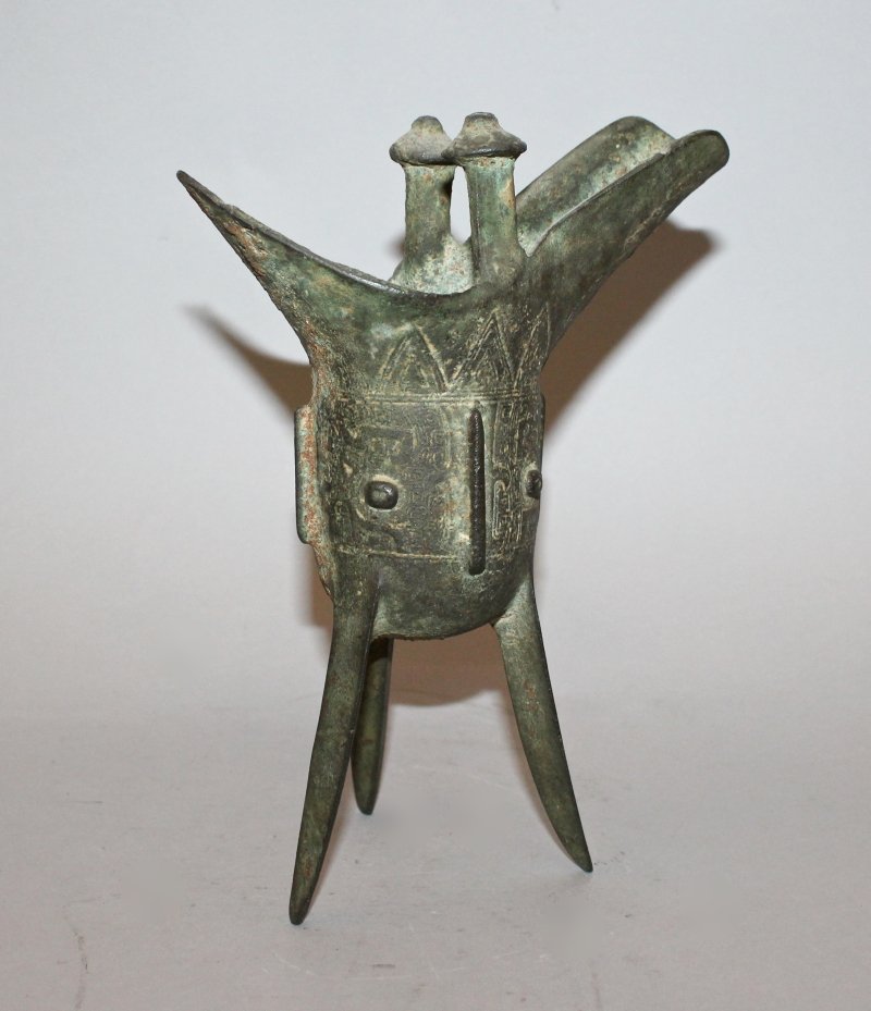 A GOOD CHINESE BRONZE JUE, possibly early, the ritual (1 of 6)