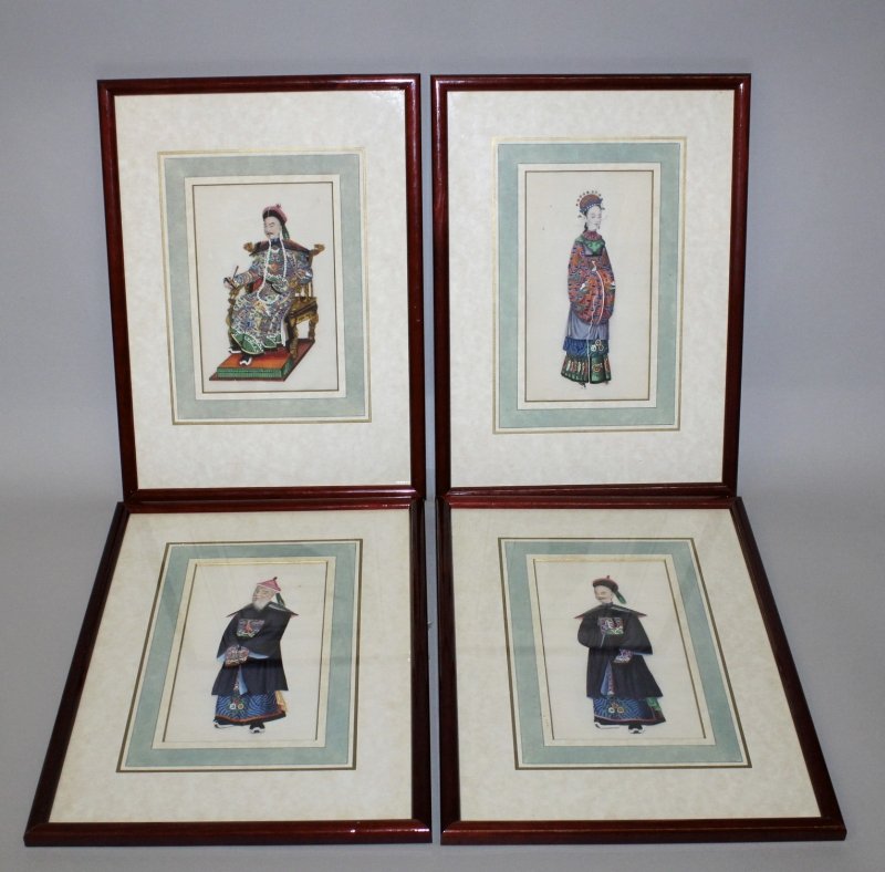A SET OF FOUR GOOD QUALITY CHINESE FRAMED PAINTINGS ON (1 of 9)