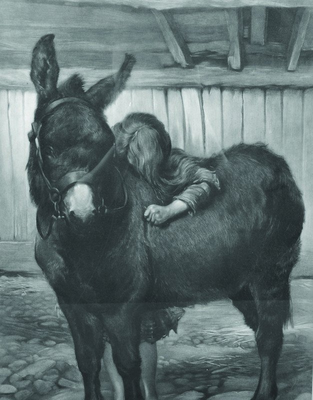 Wallace R Hester (1866-c.1923) British. “Sold”, a: Wallace R Hester (1866-c.1923) British. “Sold”, a Young Girl with her Pet Donkey, Mezzotint, Proof, Signed in Pencil, overall 21.5” x 16.75”.