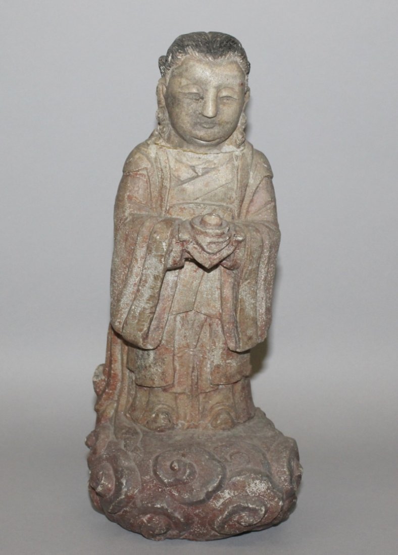 AN UNUSUAL CHINESE CARVED STONE FIGURE OF A (1 of 4)