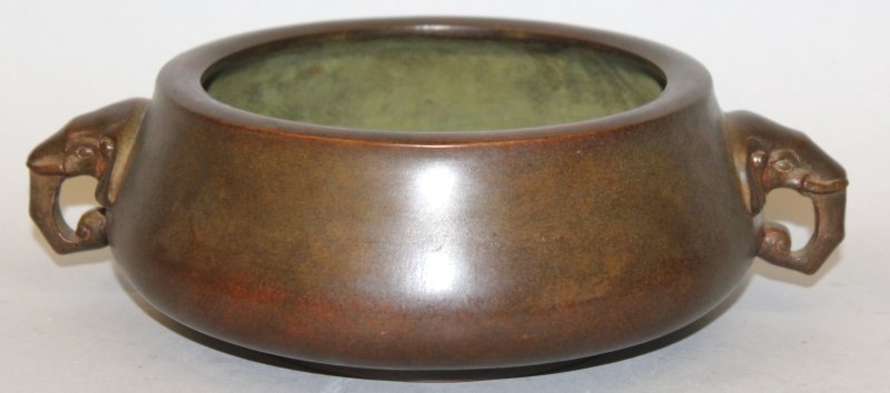 A CHINESE BRONZE BOMBE CENSER, weighing 4.05kg, the (1 of 6)