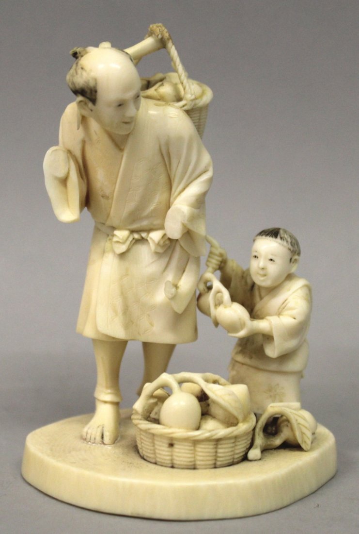 A GOOD QUALITY JAPANESE MEIJI PERIOD IVORY OKIMONO, (1 of 5)