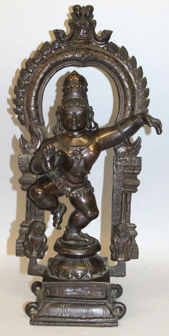 A GOOD LARGE INDIAN BRONZE SECTIONAL GROUP OF KRISHNA, (1 of 10)
