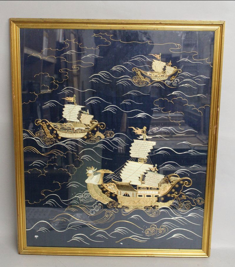 A 19TH/20TH CENTURY FRAMED JAPANESE BLACK GROUND (1 of 4)
