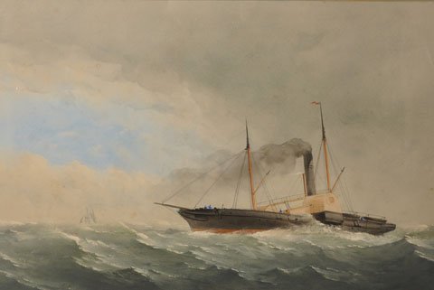 Charles Taylor (act.1841-1883) British. A Paddle: Charles Taylor (act.1841-1883) British. A Paddle Steamer, Watercolour, 13.75” x 20.5”. £200-£300