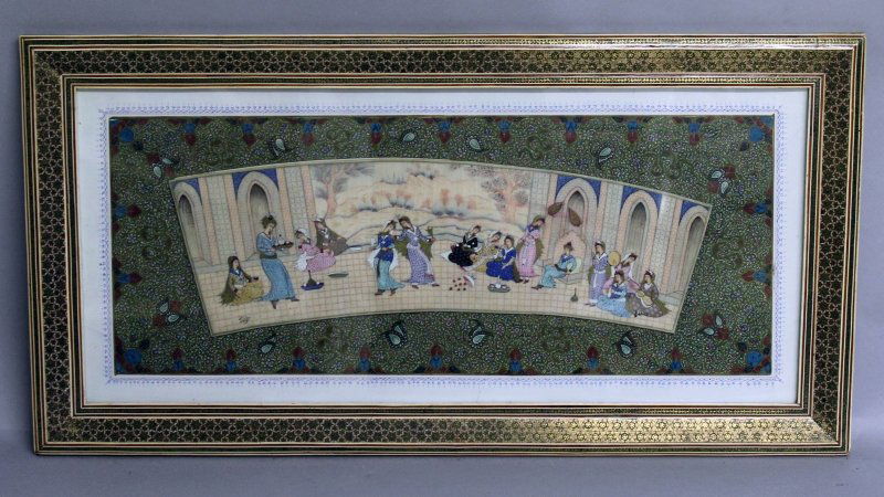A GOOD QUALITY FRAMED 20TH CENTURY PERSIAN PAINTING ON (1 of 9)