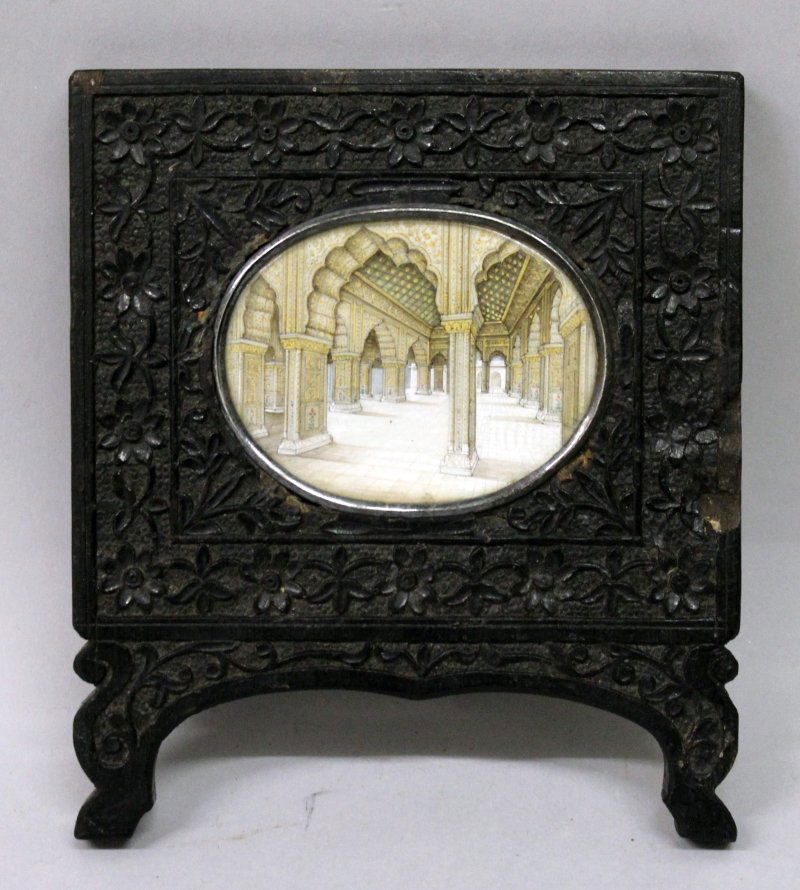 A 19TH CENTURY INDIAN MINIATURE PAINTING ON IVORY, (1 of 3)