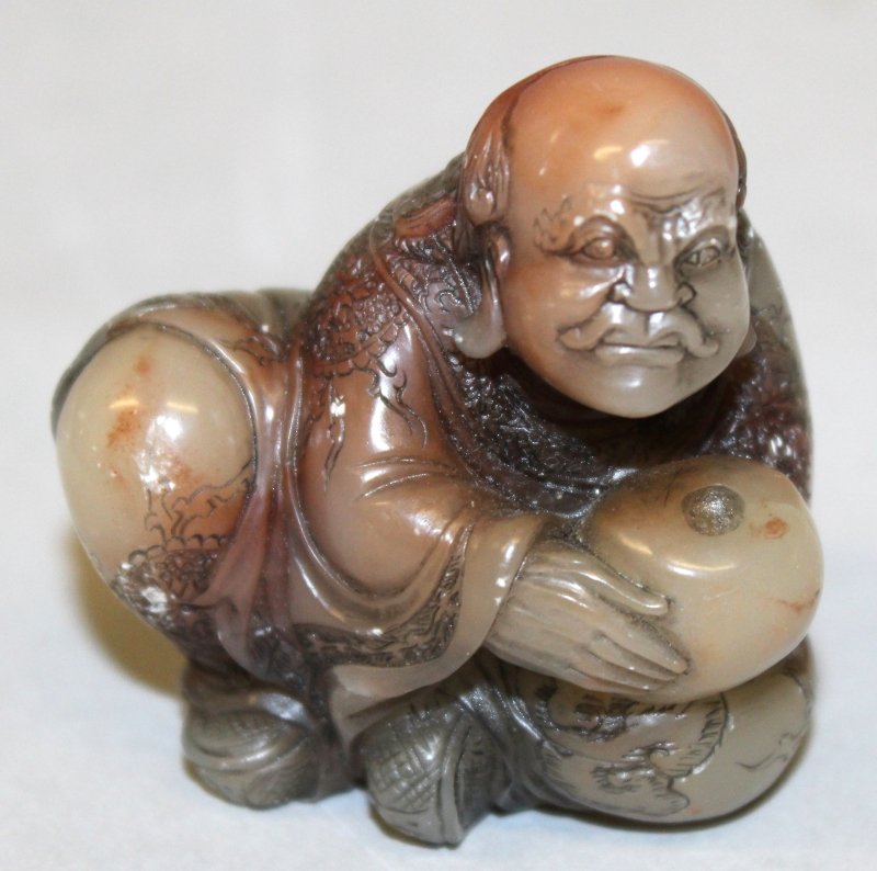 A SMALL GOOD QUALITY CHINESE SOAPSTONE FIGURE OF A (1 of 5)