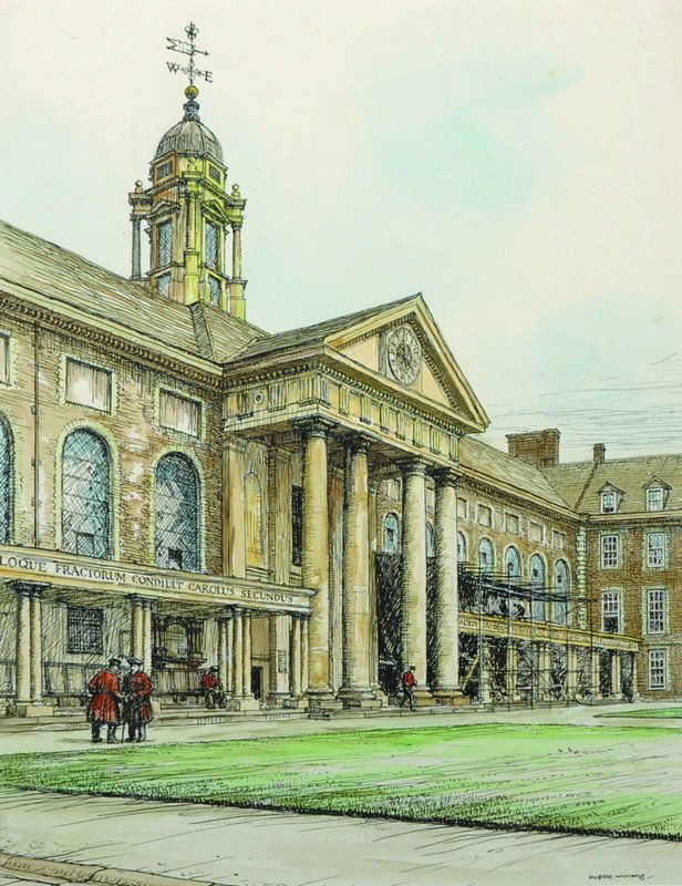 Hubert John Williams (1905-1989) British. 'Royal: Hubert John Williams (1905-1989) British. 'Royal Hospital, Chelsea', Watercolour and Ink, Signed, and Inscribed on the reverse, 14.5" x 11".