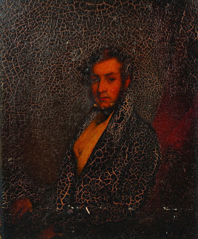 Attributed to Lam Qua (act.1825-1860) Chinese. Portrait: Attributed to Lam Qua (act.1825-1860) Chinese. Portrait of a Man, Seated in an Interior, Oil on Canvas laid down, Unframed, 11.75" x 9.75"