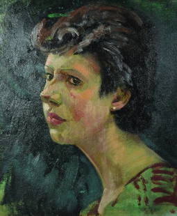 Circle of Arthur Ambrose McEvoy (1878-1927) British.: Circle of Arthur Ambrose McEvoy (1878-1927) British. Portrait of a Lady, Oil on Canvas laid down, 18" x 15".