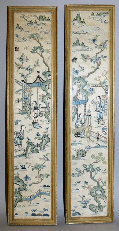 A PAIR OF FRAMED 19TH/20TH CENTURY CHINESE SLEEVE (1 of 10)
