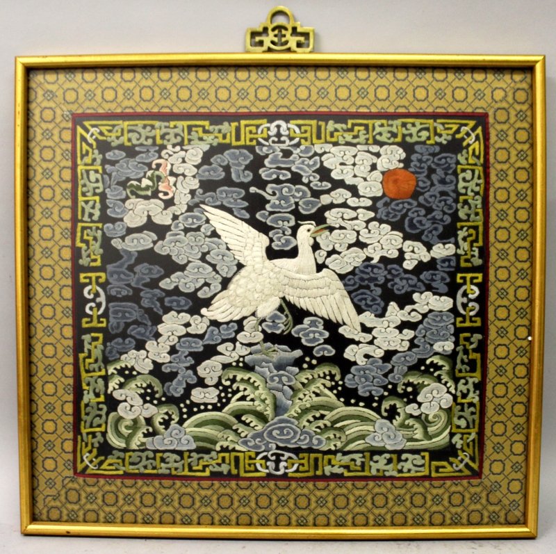 A 19TH/20TH CENTURY FRAMED CHINESE SILK EMBROIDERED 4TH (1 of 4)