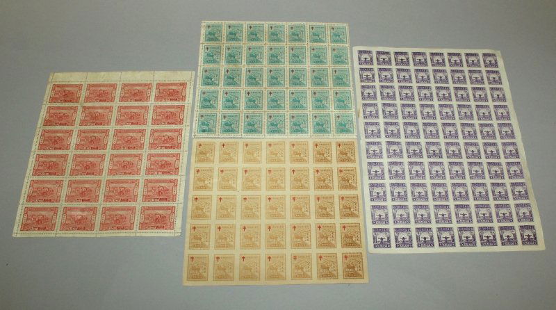 FOUR SHEETS OF CHINESE STAMPS, two sheets with (1 of 10)