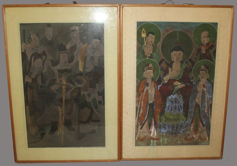 A LARGE PAIR OF 20TH CENTURY CHINESE FRAMED PAINTINGS (1 of 10)