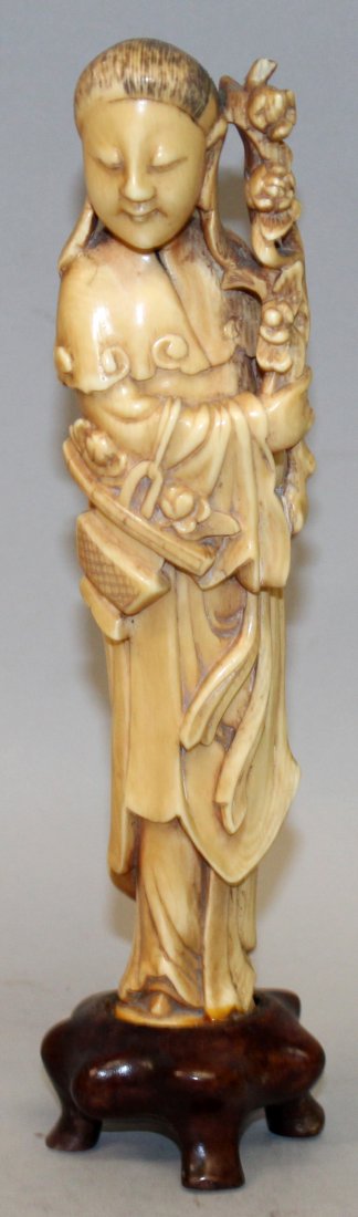 AN EARLY 20TH CENTURY CHINESE STAINED & CARVED IVORY (1 of 8)