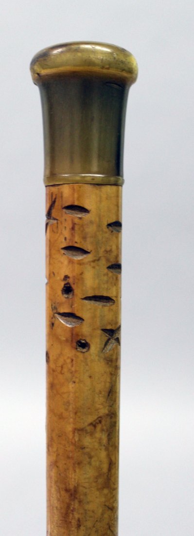 ANOTHER 19TH CENTURY RHINOCEROS HORN HANDLED WOOD (1 of 2)