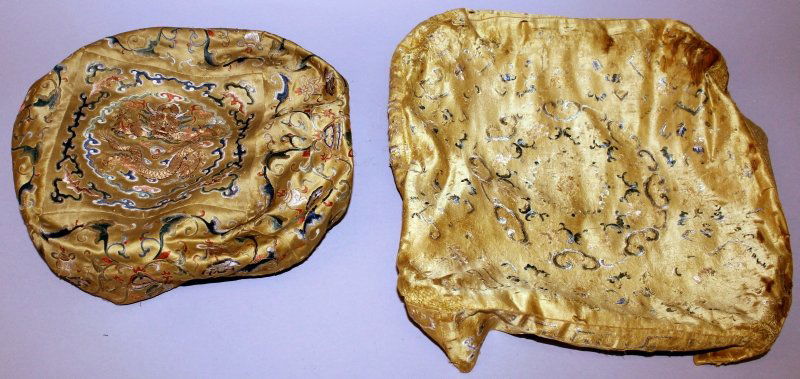TWO 19TH CENTURY CHINESE YELLOW GROUND SILK EMBROIDERED (1 of 9)