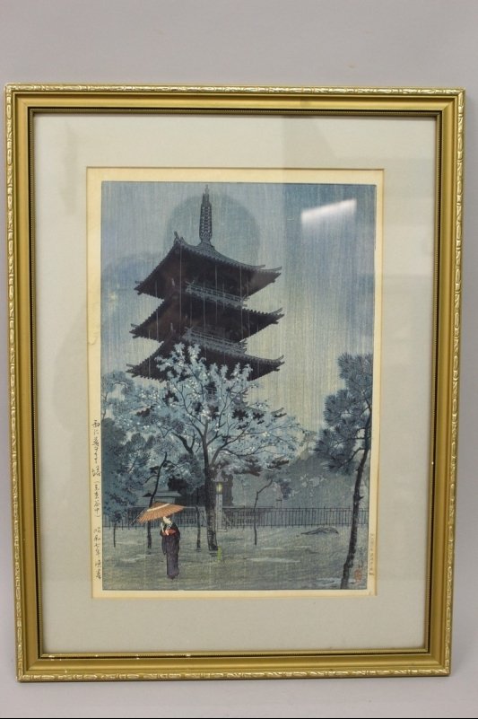 AN ORIGINAL FRAMED JAPANESE WOODBLOCK PRINT BY KIRO (1 of 6)