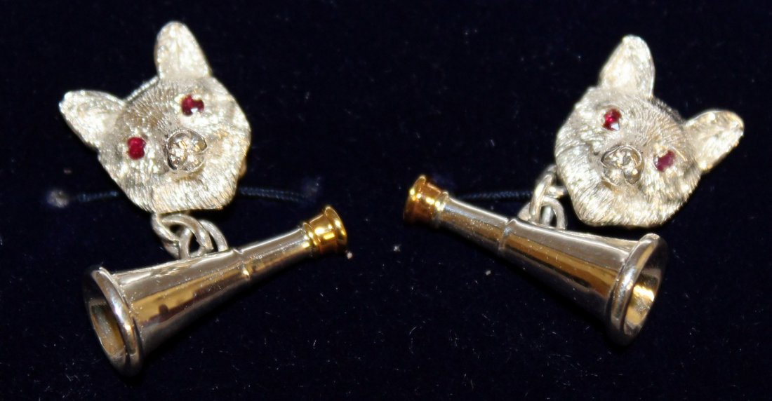 848.  A PAIR OF STERLING SILVER CUFFLINKS, modelled as (1 of 1)
