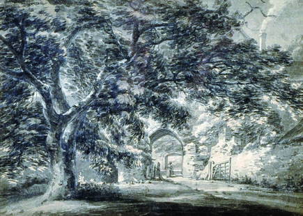 Thomas Hearne (1774-1817) British. ‘Allingham Castle’,: Thomas Hearne (1774-1817) British. ‘Allingham Castle’, near Maidstone, Kent, (the outer gateway), Grey Wash, 7.25” x 10”. Provenance; Squire Gallery – Miss Sprent.