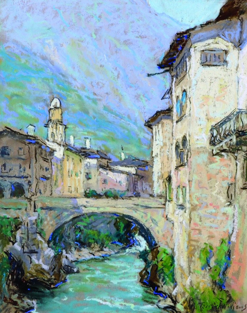 Terrick John Williams (1860-1936) British. ‘The Bridge,: Terrick John Williams (1860-1936) British. ‘The Bridge, Chiavenna’ (Italy), Pastel, Signed11.5” x 9.25”. Provenance; The Pastel Society.